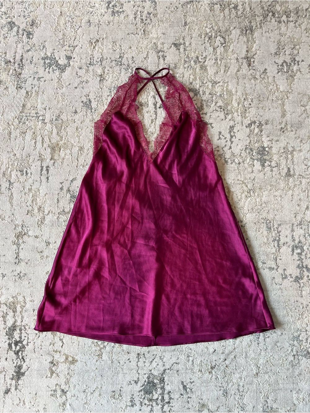 Vintage VS Lace-Trim Slip Dress in Plum